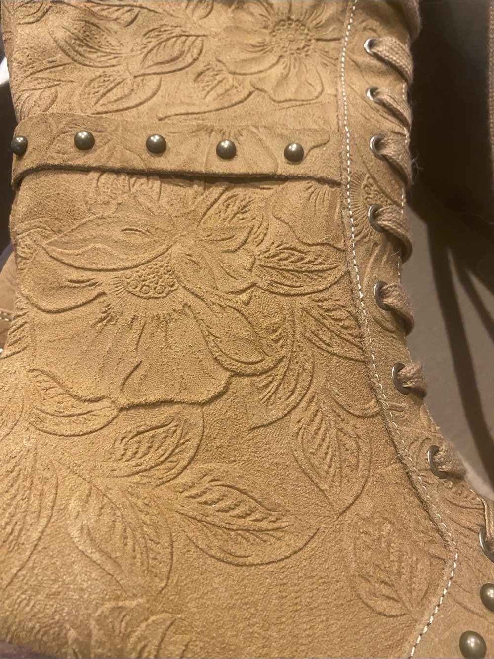 Joyfolie Marita Floral Leather Tall Lace Up Boots 7.5 NEW - Picture 7 of 7